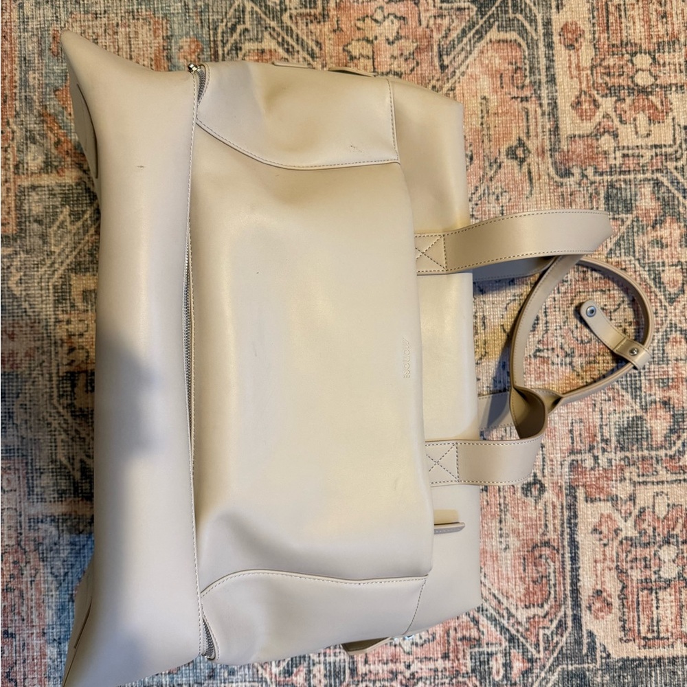 Elegant Cream Leather Tote Bag